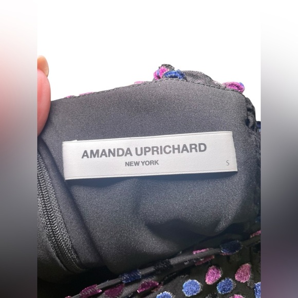 Amanda Uprichard Clydette Black Purple Velvet Mini Dress M - Picture 6 of 6